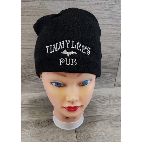 Timmy Lees Pub Beanie-Black With Company Name-Winter Hat-Rare - Picture 1 of 3